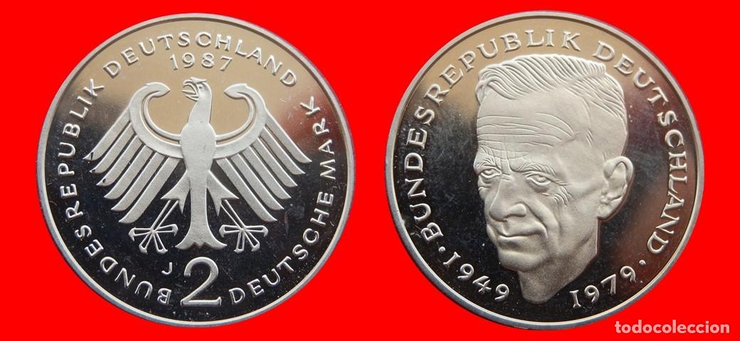 Monedas antiguas de Europa: 2 MARCOS 1987-J KURT SCHUMACHER PROOF BRD ALEMANIA-150611
