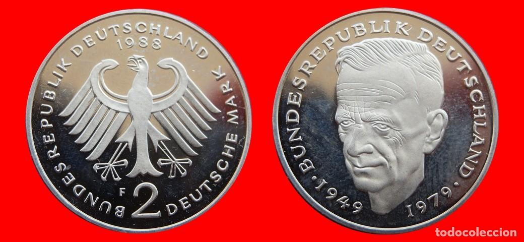 Monedas antiguas de Europa: 2 MARCOS 1988-F KURT SCHUMACHER PROOF BRD ALEMANIA-150612