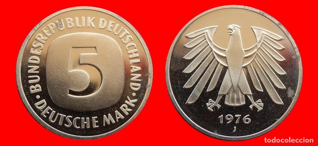 Monedas antiguas de Europa: 5 MARCOS 1976-J PROOF BRD ALEMANIA-150616