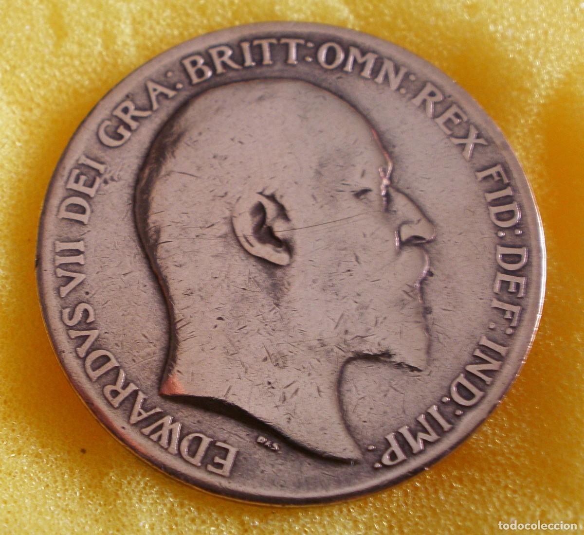 Monedas antiguas de Europa: Moneda 1 Penique Reino Unido 1910 - Rey Edward VII - Bronce
