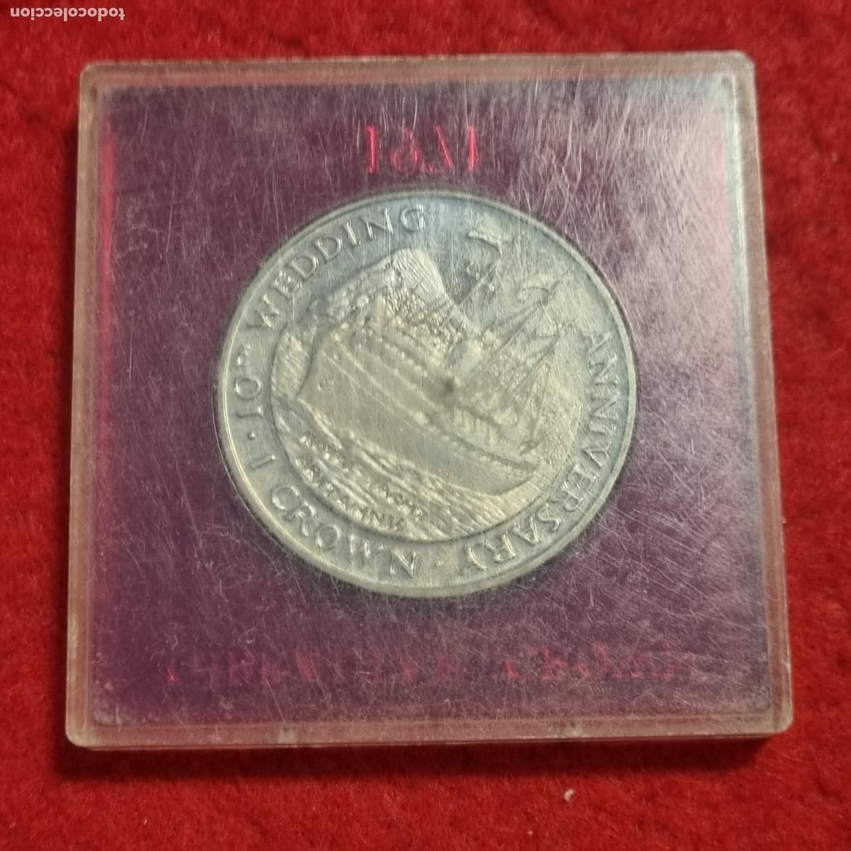 Moedas antigas da Europa: ESTUCHE MONEDA GIBRALTAR 1 CORONA 1991 10 ANIVERSARIO WEDDING ORIGINAL 2&ordm;P