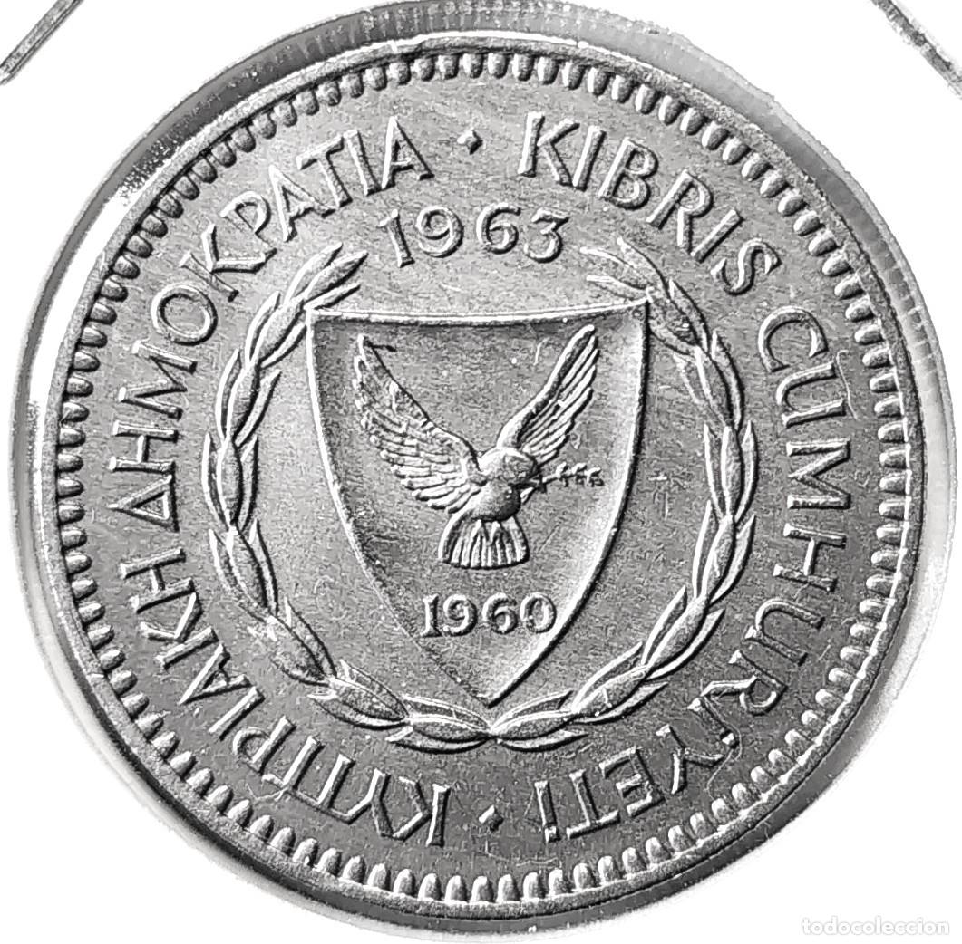 Monedas antiguas de Europa: CHIPRE (1963-1982) - 50 MILS 1963 - REPUBLICA DE CHIPRE - B - 5,65 GR. CUPRONIQUEL - DIAMETRO 23,60