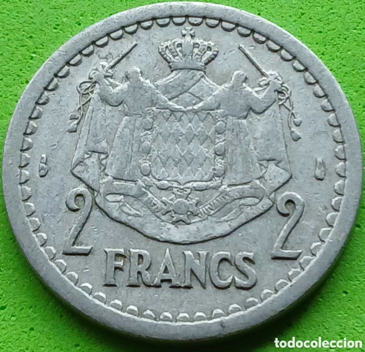 Monedas antiguas de Europa: M&oacute;naco 2 francos 1943 km#121