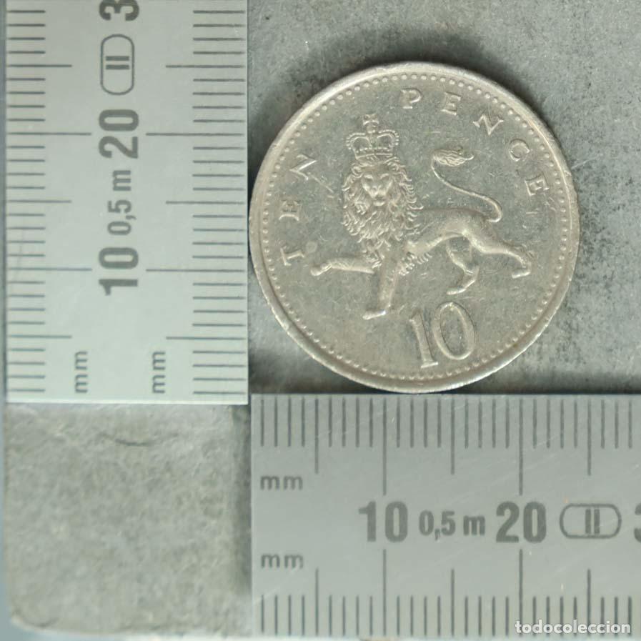 Old Coins of Europe: MONEDA. 10 Pence - Reino Unido - Elizabeth II - Le&oacute;n coronado 1992