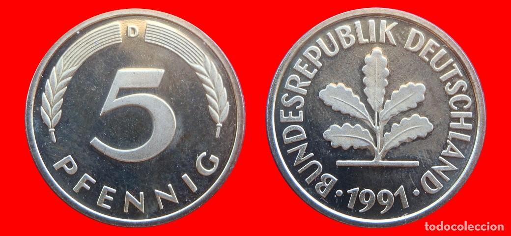 Monedas antiguas de Europa: 5 PFENNIG 1991-D PROOF BRD ALEMANIA-150661
