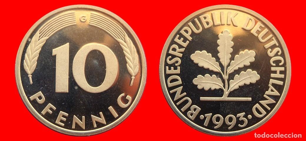 Monedas antiguas de Europa: 10 PFENNIG 1993-G PROOF BRD ALEMANIA-150673