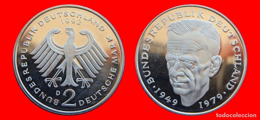 Alte M&uuml;nzen aus Europa: 2 MARCOS 1992-D KURT SCHUMACHER PROOF BRD ALEMANIA-150696