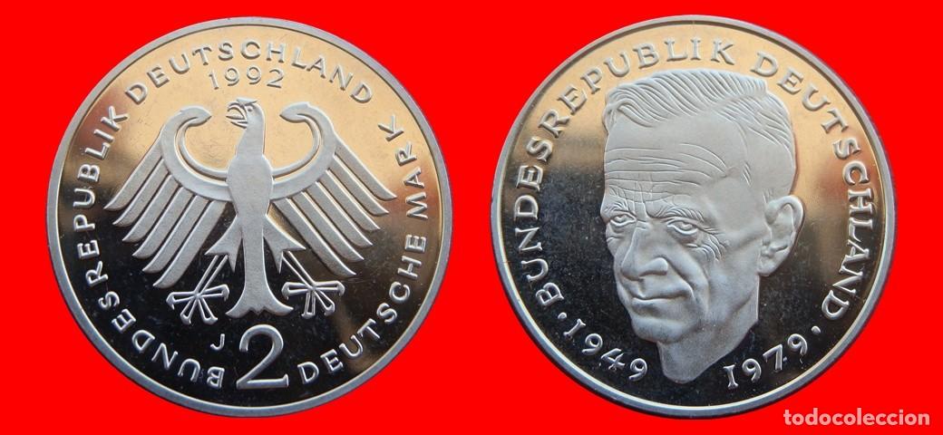 Old Coins of Europe: 2 MARCOS 1992-J KURT SCHUMACHER PROOF BRD ALEMANIA-150699