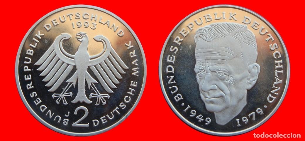 Old Coins of Europe: 2 MARCOS 1993-J KURT SCHUMACHER PROOF BRD ALEMANIA-150701