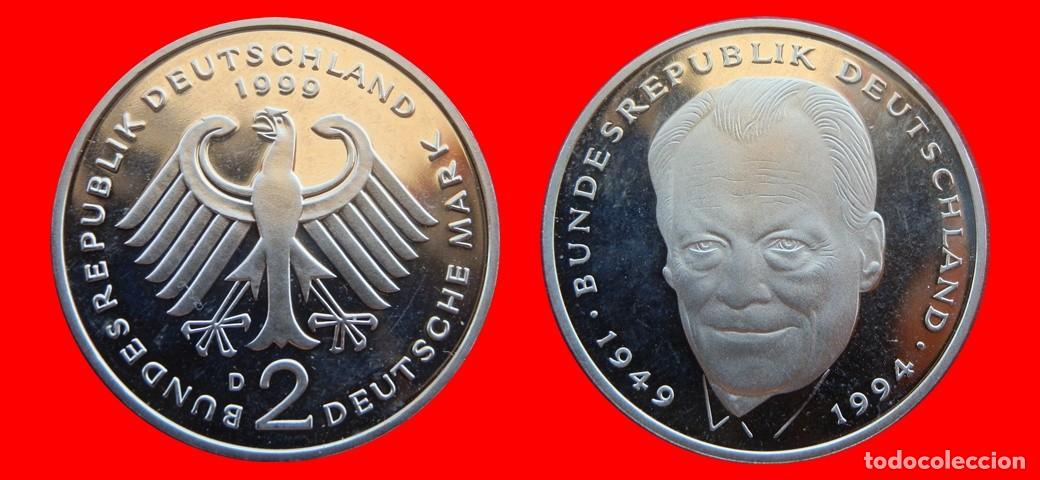 Monedas antiguas de Europa: 2 MARCOS 1999-D VILLY BRANDT PROOF BRD ALEMANIA-150702