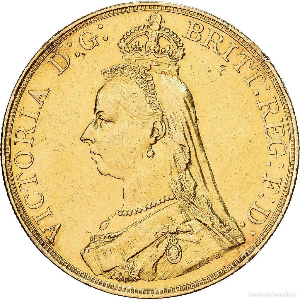 Monedas antiguas de Europa: [#1121584] Gran Breta&ntilde;a, Victoria, 5 Pounds, 1887, London, Oro, MBC, KM:30