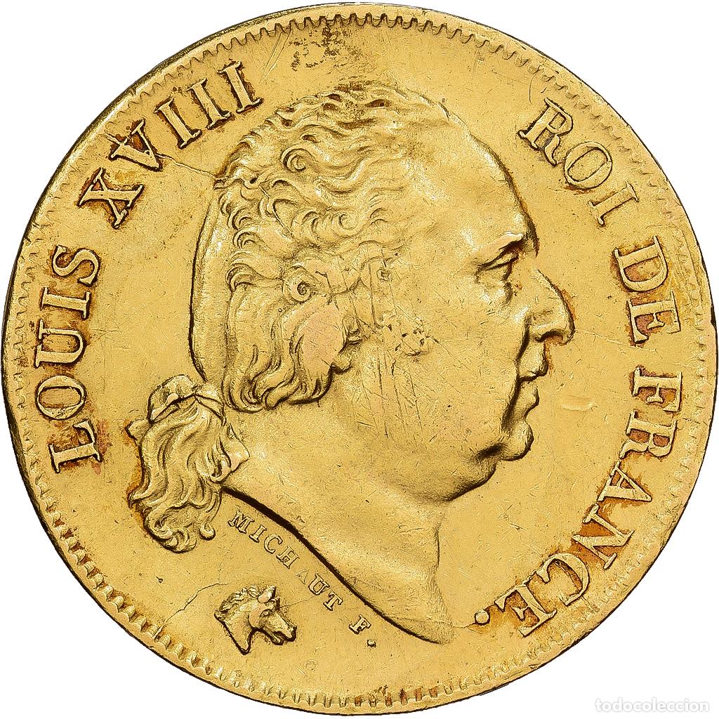 Monedas antiguas de Europa: [#1551105] Francia, Louis XVIII, 40 Francs, 1818, Lille, Oro, MBC+, Gadoury:1092, KM:713.6