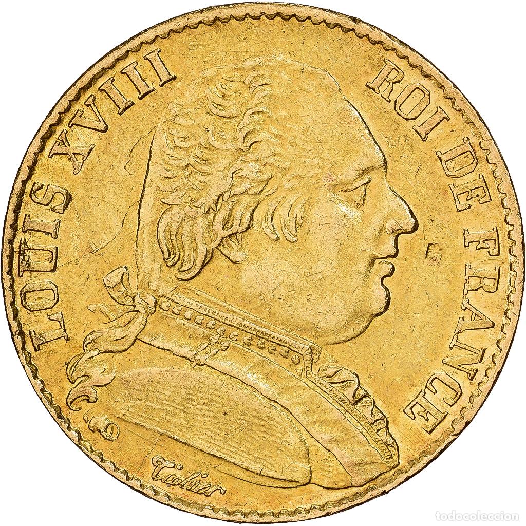 Monedas antiguas de Europa: [#1121591] Francia, Louis XVIII, 20 Francs, 1814, Lille, Oro, MBC+, Gadoury:1026, KM:706.6