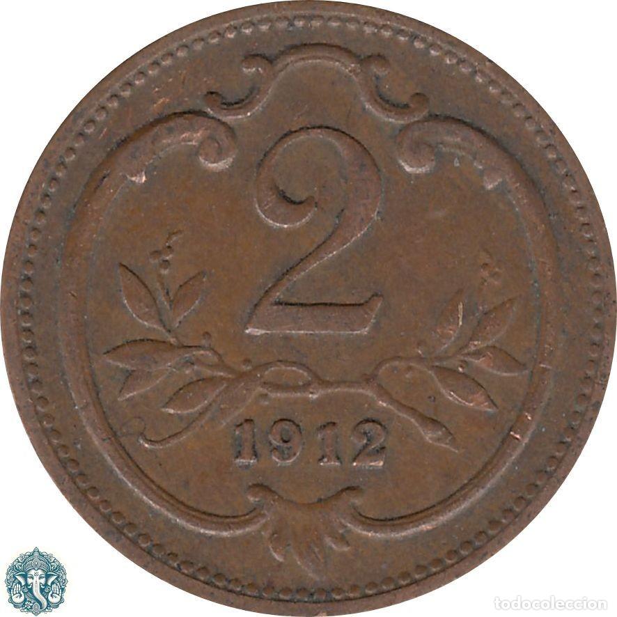 Monedas antiguas de Europa: IMPERIO AUSTROH&Uacute;NGARO 2 Hellers 1912 KM#2801 AUSTRIA AUSTRIACO