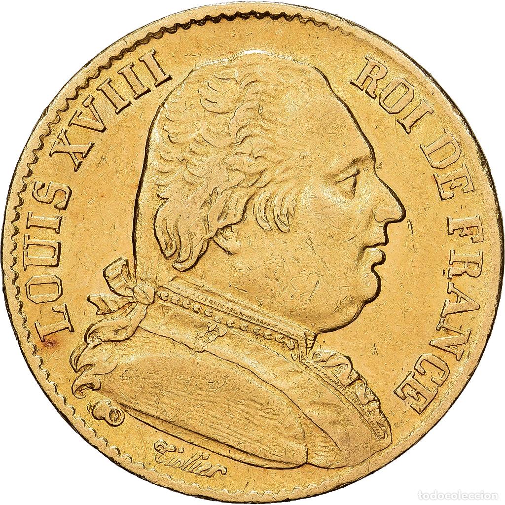 Monedas antiguas de Europa: [#1121639] Francia, Louis XVIII, 20 Francs, 1814, Paris, Oro, MBC+, Gadoury:1026, KM:706.1