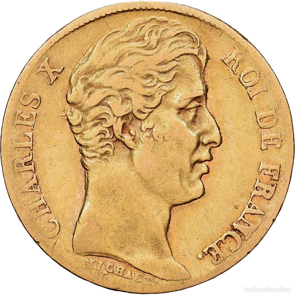 Old Coins of Europe: [#1121641] Francia, 20 Francs, Charles X, 1828, Paris, Oro, BC+, Gadoury:1029, KM:726.1