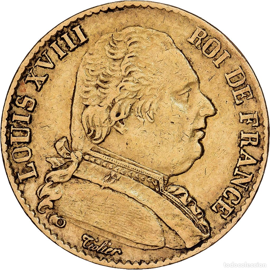 Old Coins of Europe: [#1121592] Francia, Louis XVIII, 20 Francs, 1814, Paris, Oro, BC+, Gadoury:1026, KM:706.1