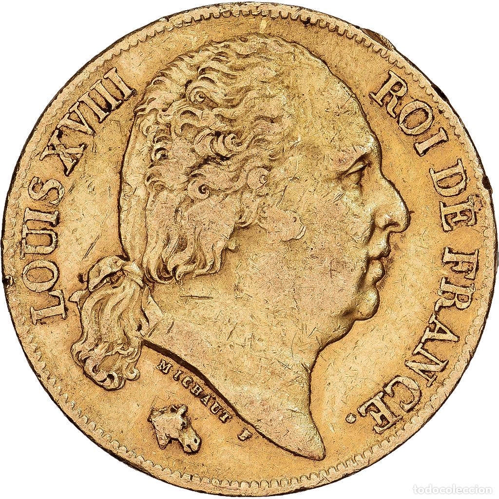 Old Coins of Europe: [#1121593] Francia, Louis XVIII, 20 Francs, 1818, Paris, Oro, MBC, Gadoury:1028, KM:712.1