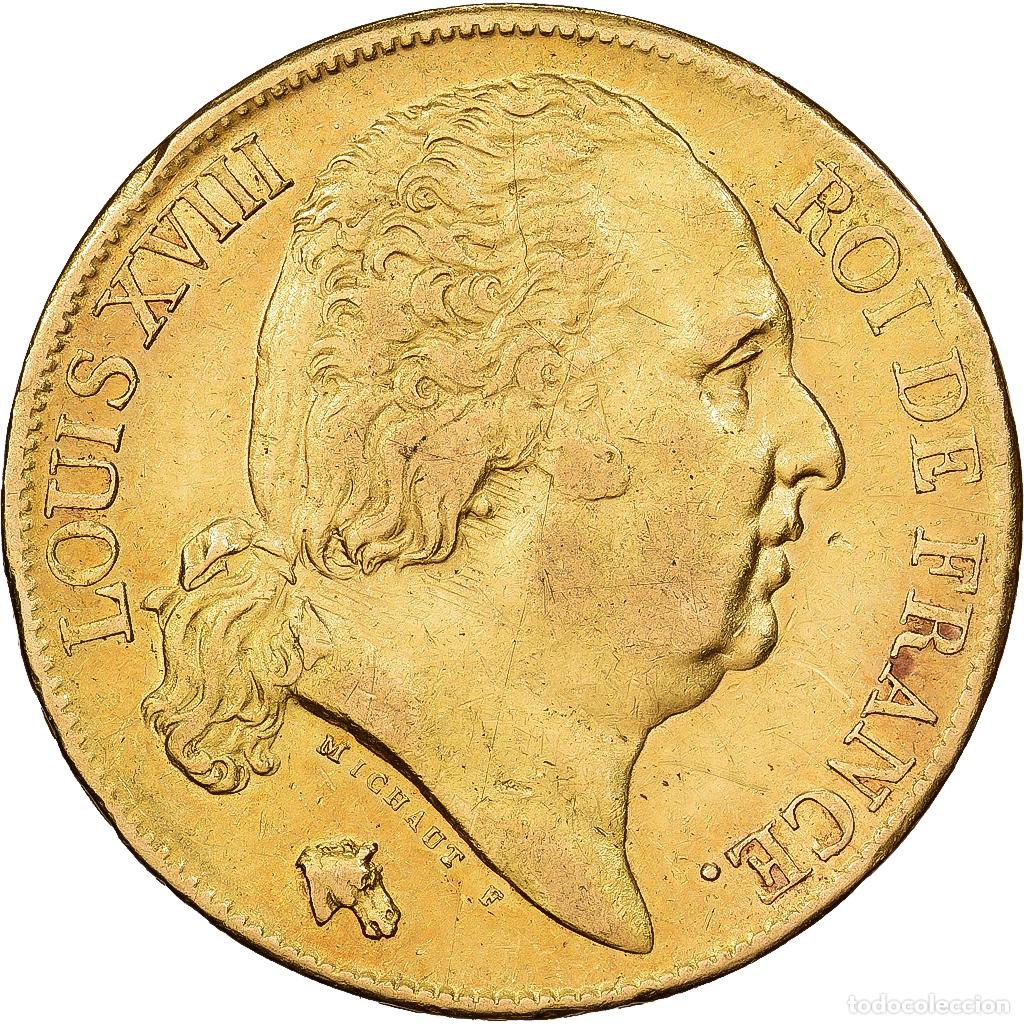 Old Coins of Europe: [#1121594] Francia, Louis XVIII, 20 Francs, 1818, Paris, Oro, MBC+, Gadoury:1028, KM:712.1