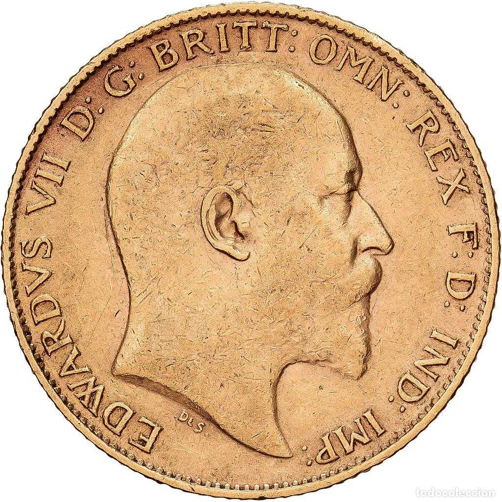 Old Coins of Europe: [#1551177] Gran Breta&ntilde;a, Edward VII, 1/2 Sovereign, 1907, Oro, MBC, KM:804