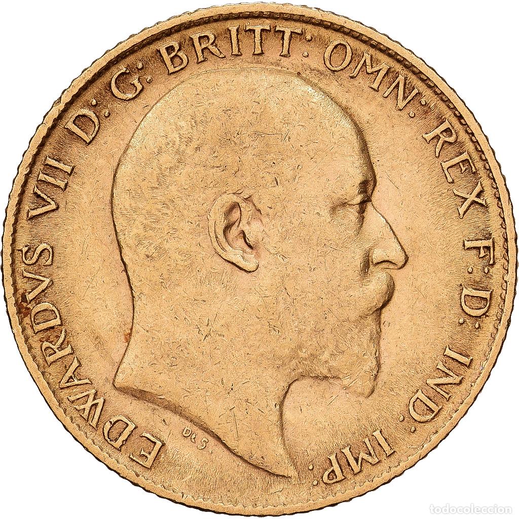 Old Coins of Europe: [#1551175] Gran Breta&ntilde;a, Edward VII, 1/2 Sovereign, 1905, Oro, MBC, KM:804