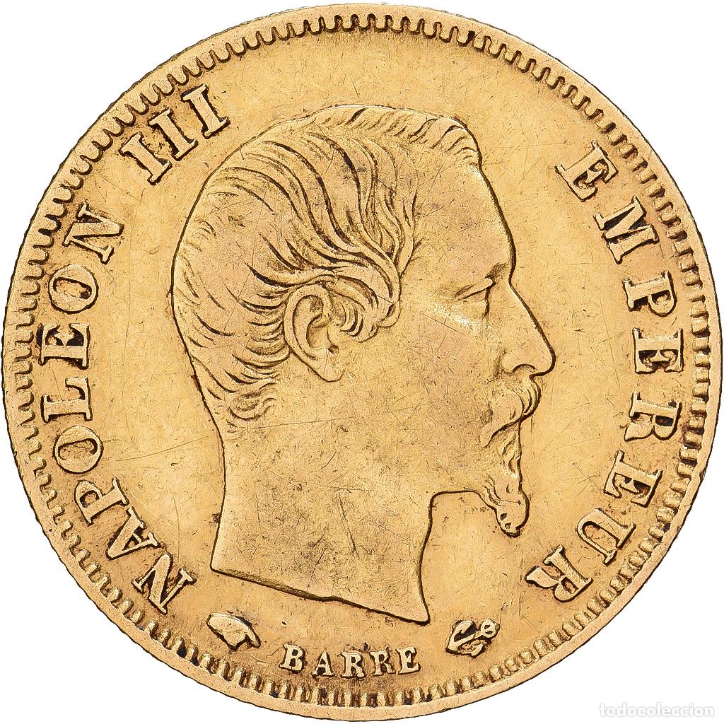 Monedas antiguas de Europa: [#1551143] Francia, Napoleon III, 5 Francs, 1856, Paris, Oro, BC+, Gadoury:1001, KM:787.1