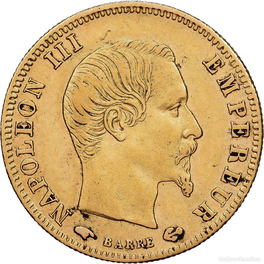Monedas antiguas de Europa: [#1121607] Francia, Napoleon III, 5 Francs, 1857, Paris, Oro, MBC+, Gadoury:1001, KM:787.1