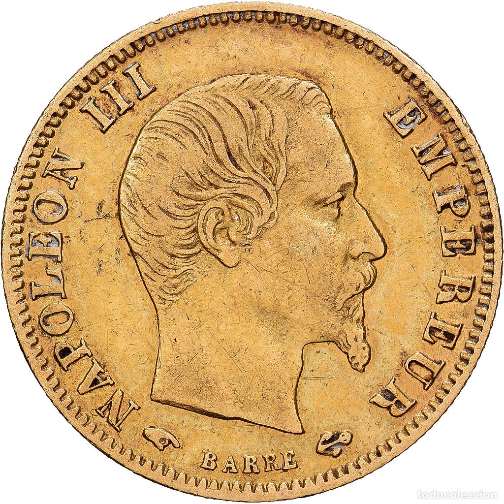 Monedas antiguas de Europa: [#1121629] Francia, Napoleon III, 5 Francs, Napol&eacute;on III, 1859, Paris, Oro, BC+, KM:787.1