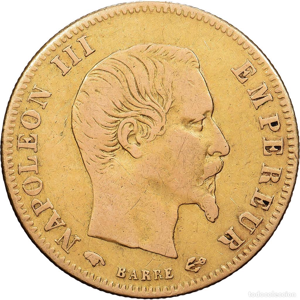 Monedas antiguas de Europa: [#1121606] Francia, Napoleon III, 5 Francs, 1856, Paris, Oro, BC+, Gadoury:1001, KM:787.1