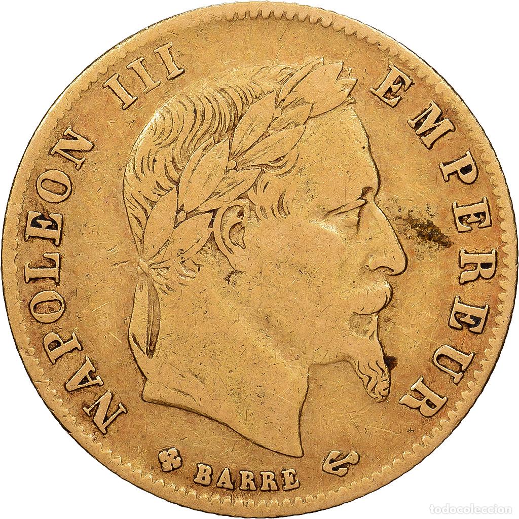 Monedas antiguas de Europa: [#1121608] Francia, Napoleon III, 5 Francs, 1865, Strasbourg, Oro, BC+, KM:803.1