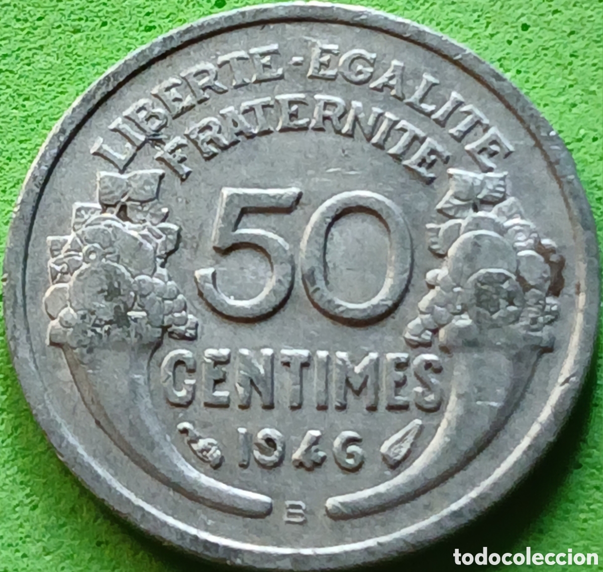 Monedas antiguas de Europa: Francia 50 c&eacute;ntimos 1946 B Beaumont-le-Roger km#894a