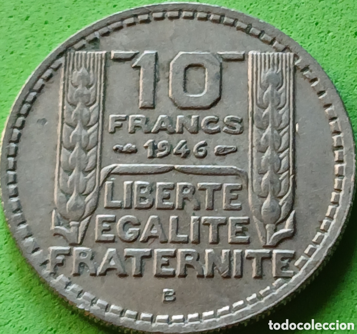 Monedas antiguas de Europa: Francia 10 francos 1946 B Beaumont-le-Roger km#908 poco com&uacute;n