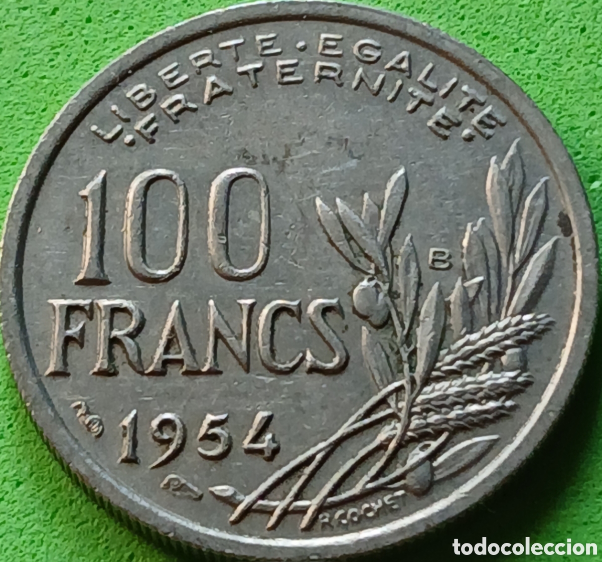Monedas antiguas de Europa: Francia 100 francos 1954 B Beaumont-le-Roger km#919