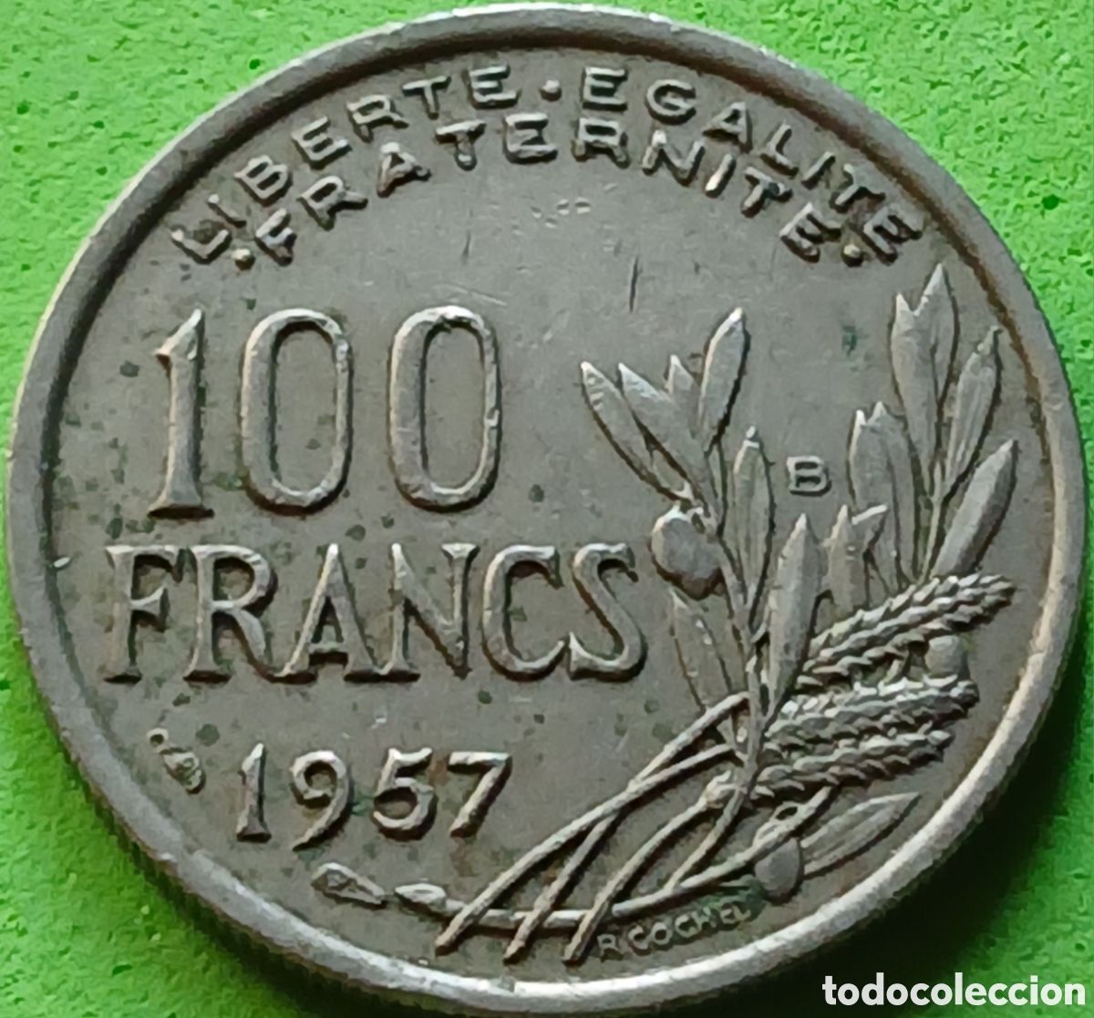 Monedas antiguas de Europa: Francia 100 francos 1957 B Beaumont-le-Roger km#919 poco com&uacute;n