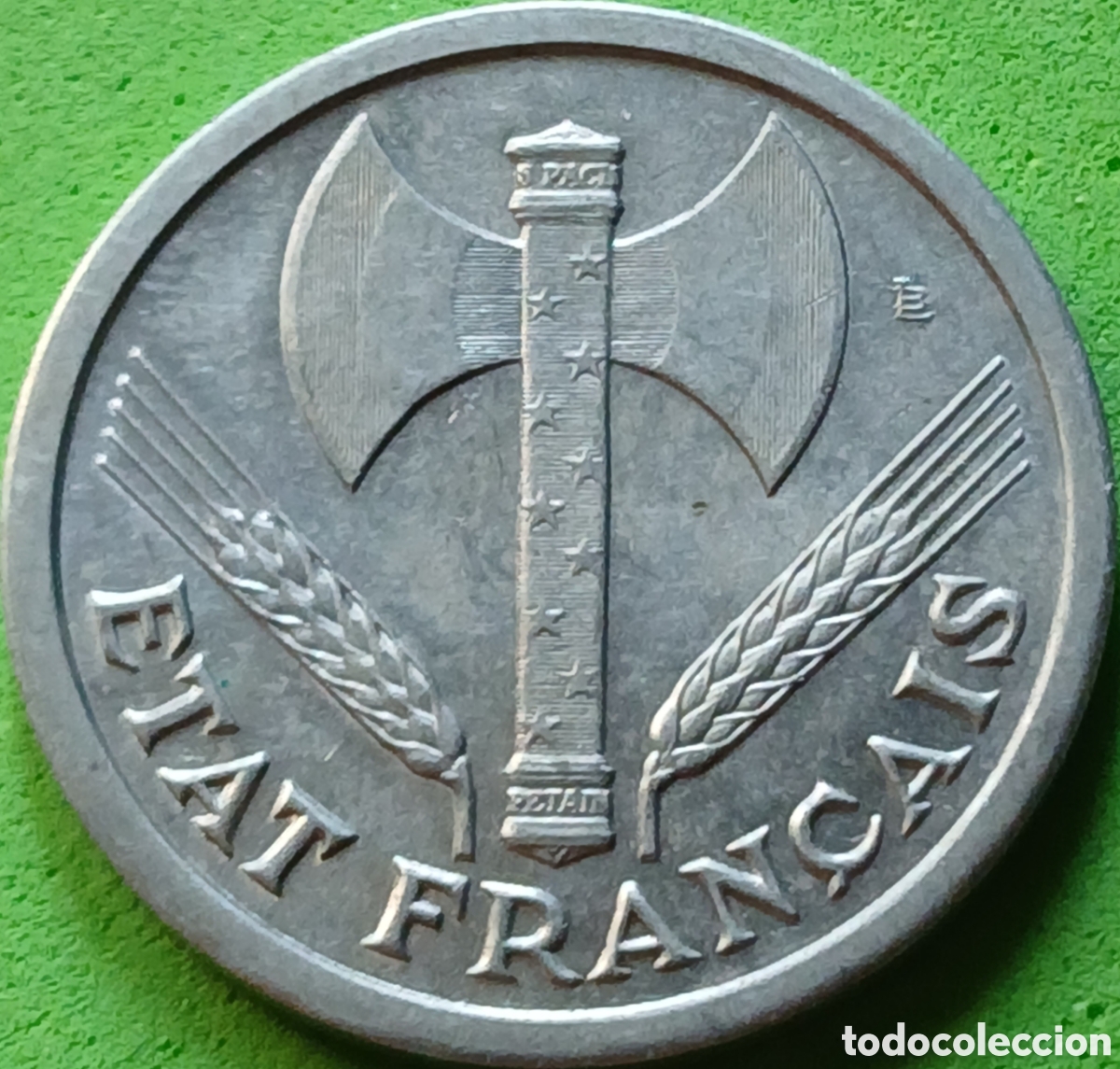 Monedas antiguas de Europa: Francia 2 francos 1943 km#904 sin marca de ceca