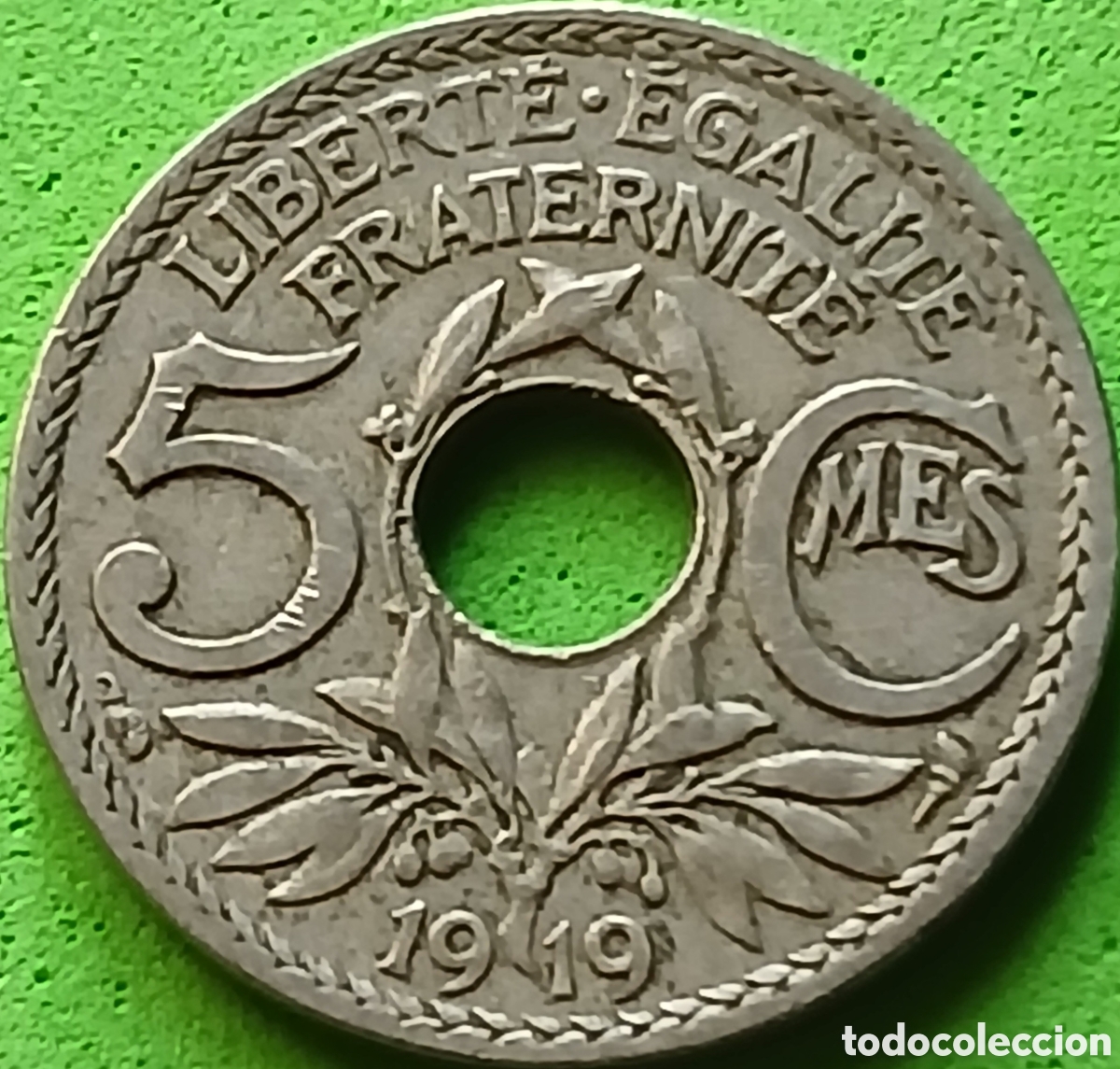 Monedas antiguas de Europa: Francia 5 c&eacute;ntimos 1919 km#865
