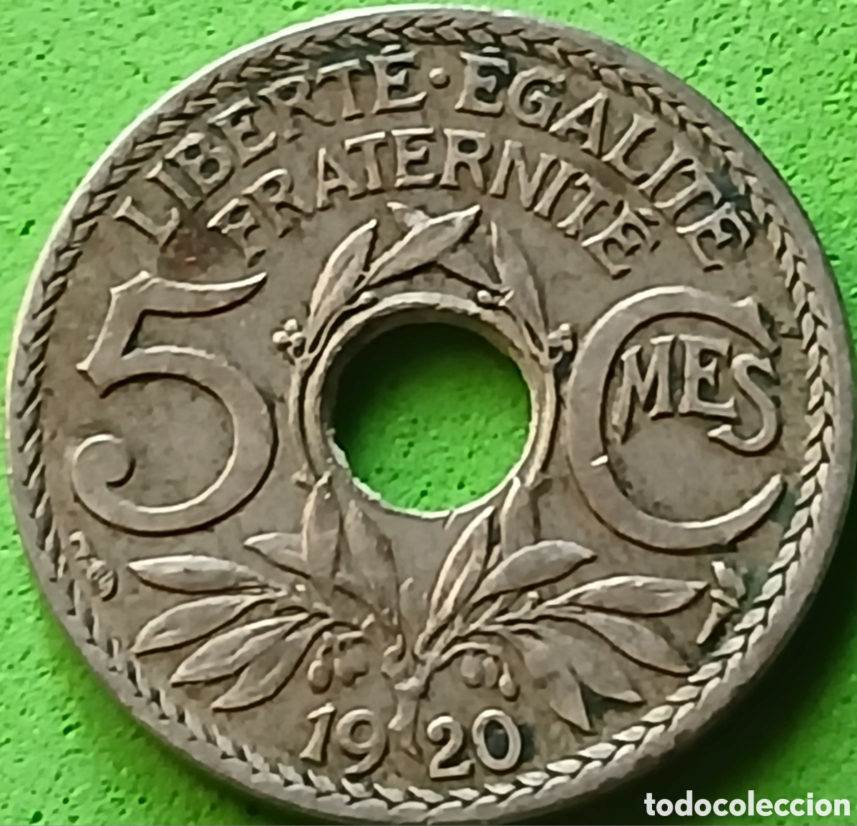 Monedas antiguas de Europa: Francia 5 c&eacute;ntimos 1920 km#865 -19 mm