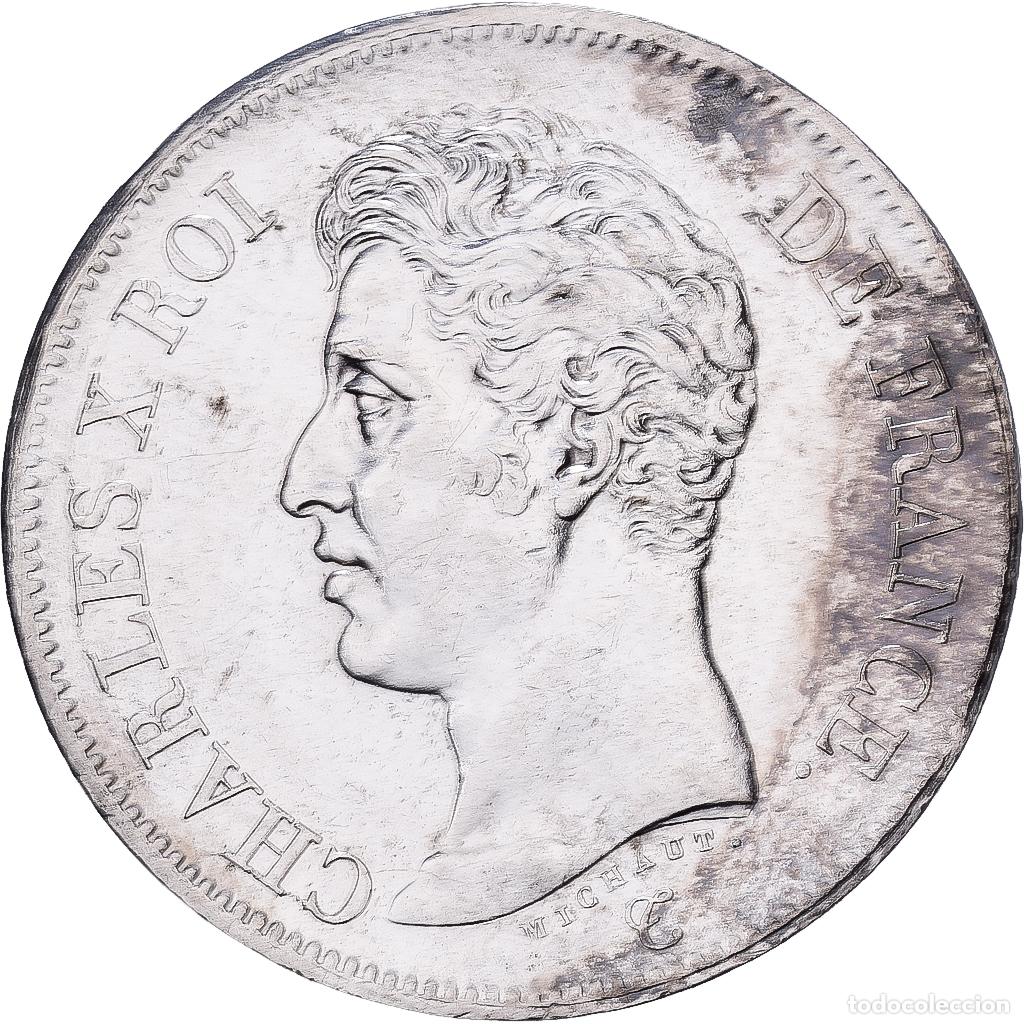 Monedas antiguas de Europa: [#1551001] Francia, Charles X, 5 Francs, 1825, Lille, Plata, BC+, Gadoury:643, KM:720.13
