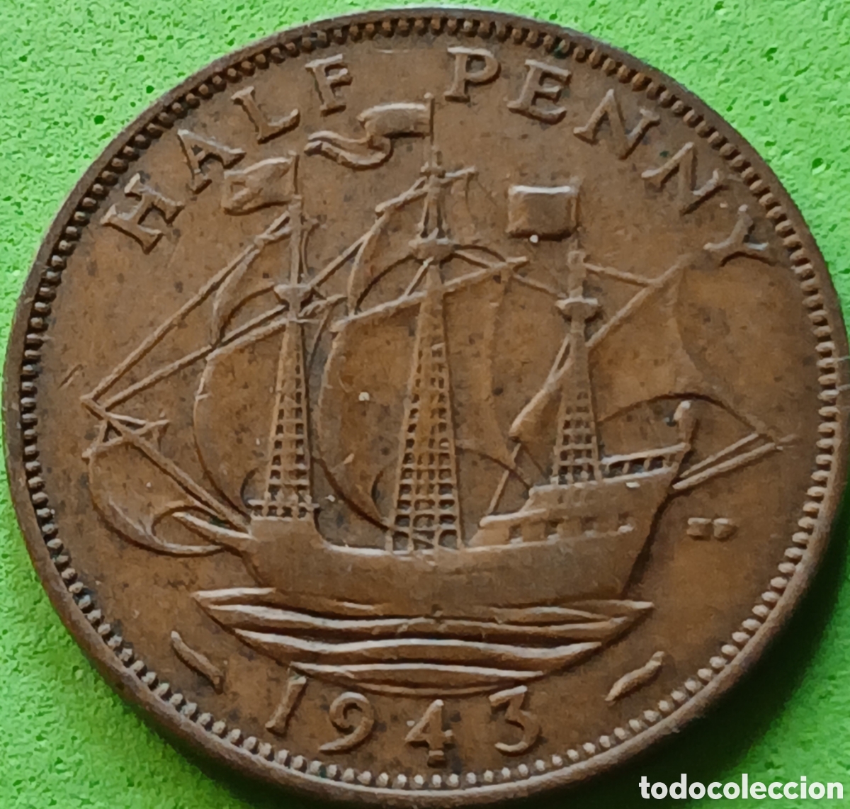 Monedas antiguas de Europa: Reino Unido half penny 1943 km#844