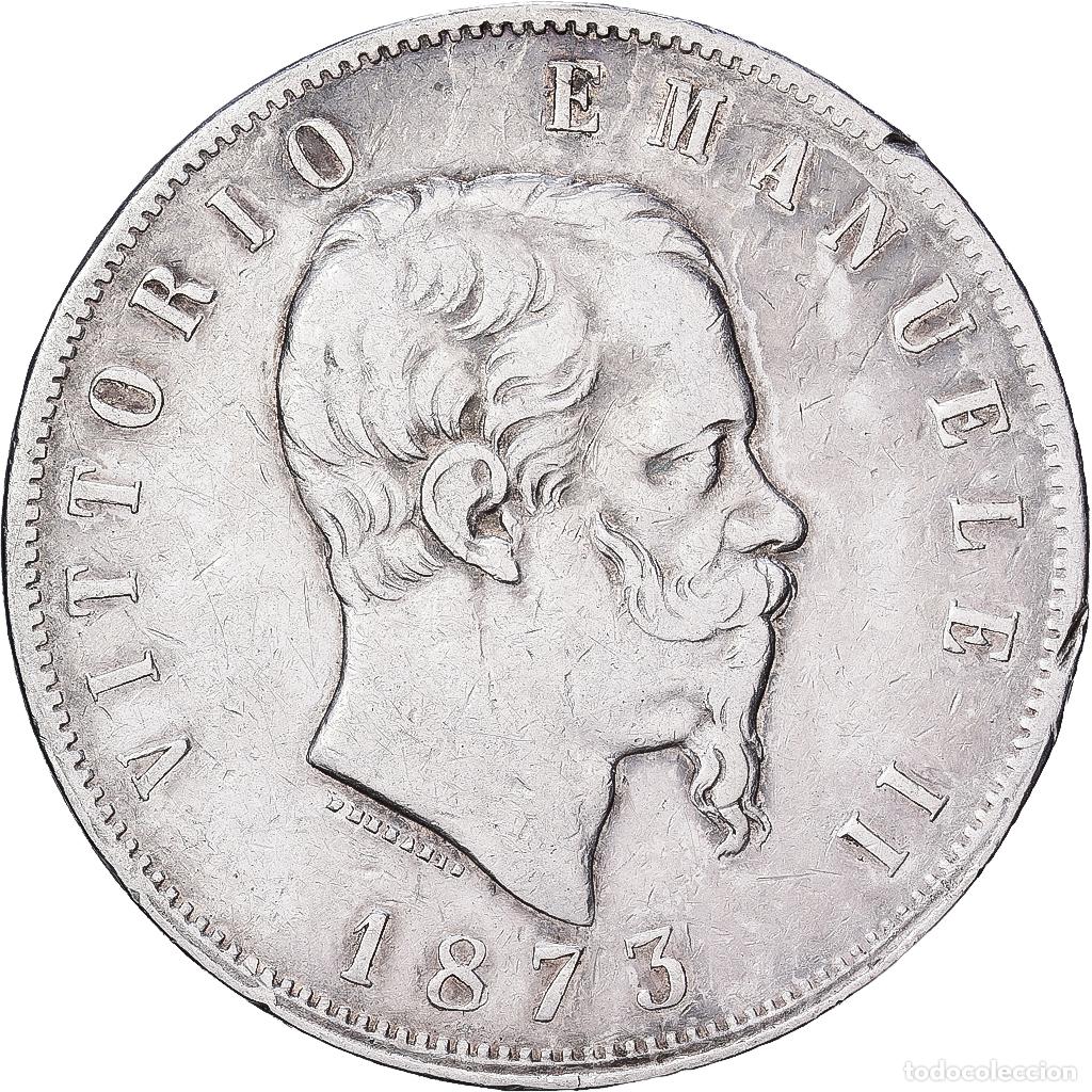 Monedas antiguas de Europa: [#1550957] Italia, Vittorio Emanuele II, 5 Lire, 1873, Milan, Plata, MBC, KM:8.3