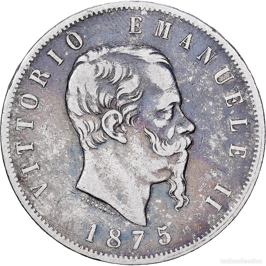 Monedas antiguas de Europa: [#1550956] Italia, Vittorio Emanuele II, 5 Lire, 1875, Milan, Plata, BC+, KM:8.3
