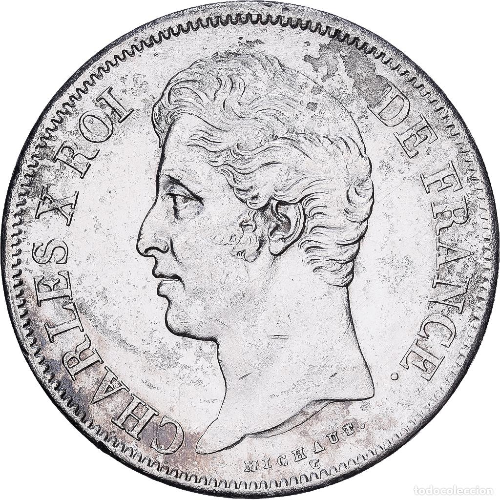 Monedas antiguas de Europa: [#1550998] Francia, Charles X, 5 Francs, 1827, Paris, Plata, BC+, Gadoury:644, KM:728.1