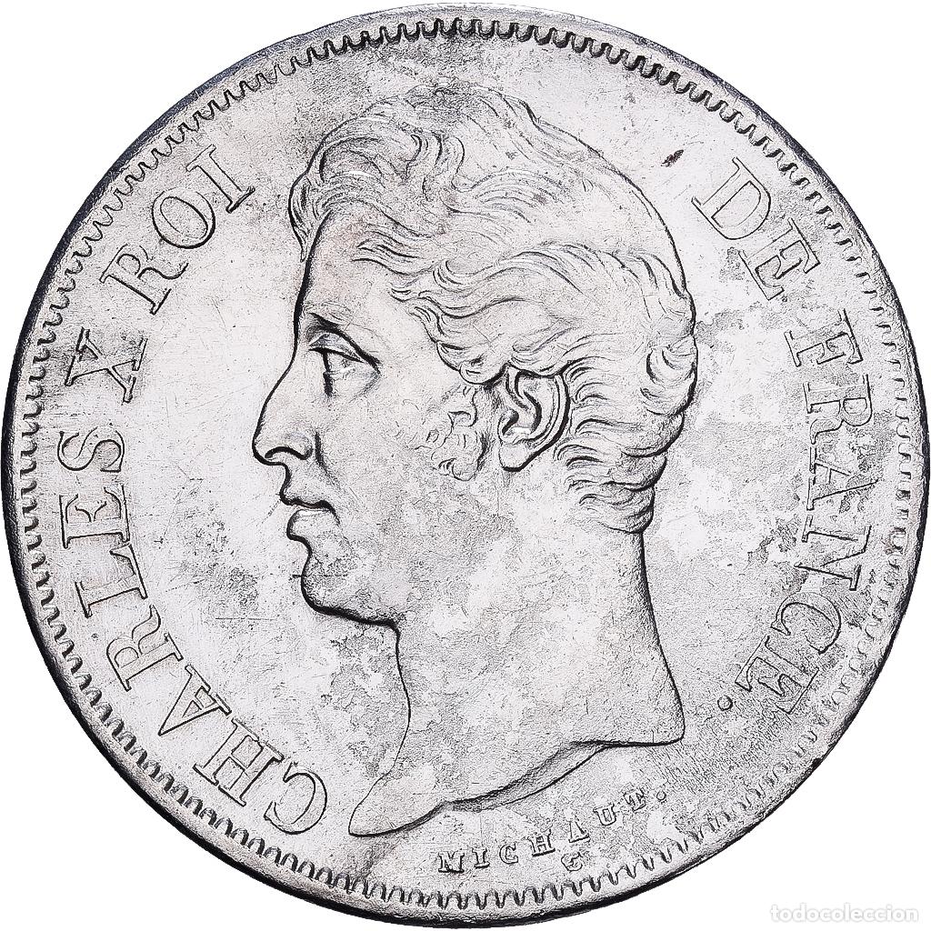 Monedas antiguas de Europa: [#1551003] Francia, Charles X, 5 Francs, 1827, Rouen, Plata, BC+, Gadoury:644, KM:728.2