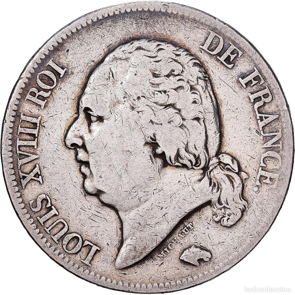 Monedas antiguas de Europa: [#1551035] Francia, Louis XVIII, 5 Francs, 1817, Paris, Plata, BC+, Gadoury:614, KM:711.1