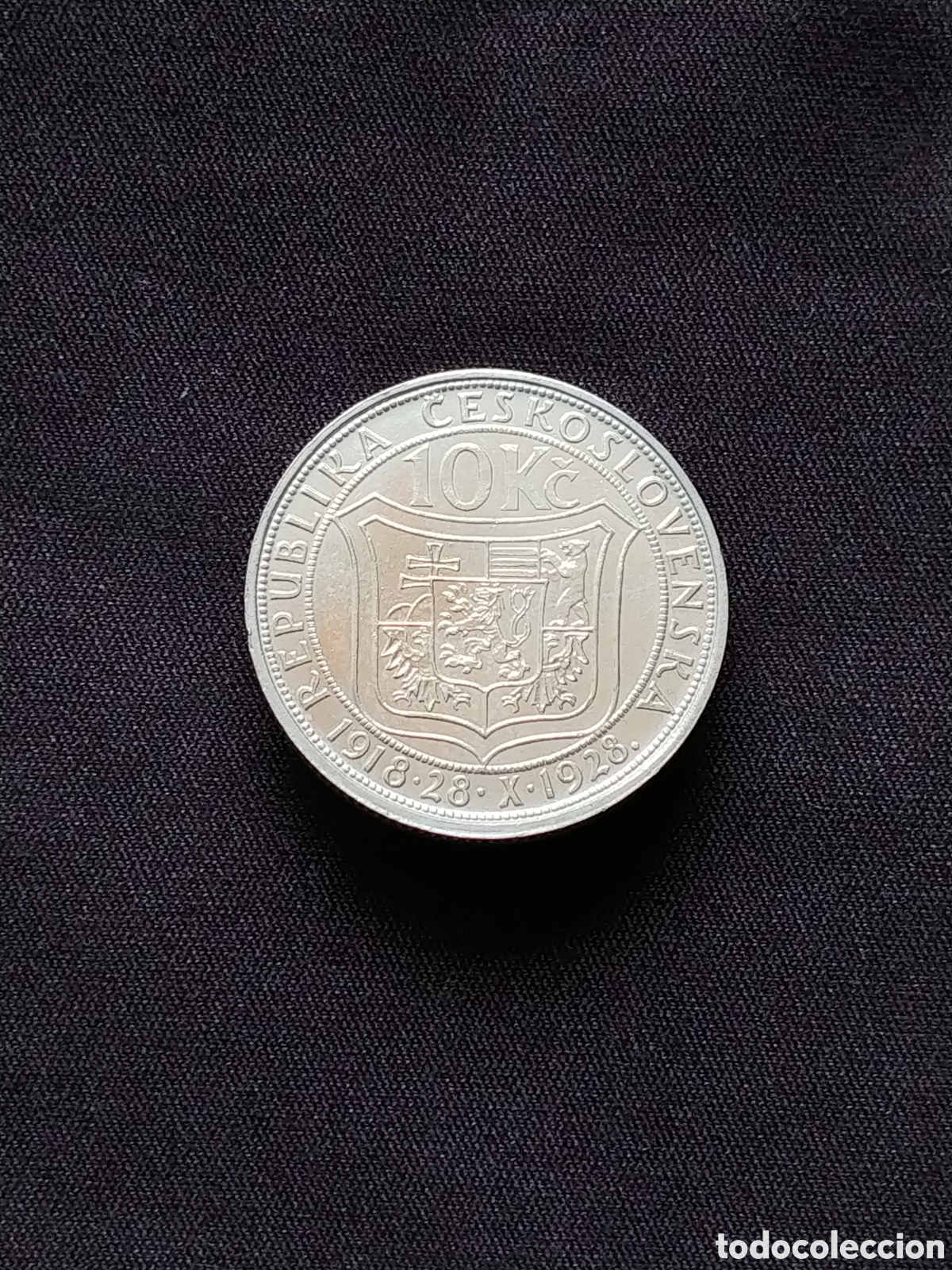 Monedas antiguas de Europa: Checoslovaquia, 10 Korun 1928, plata .700 mls., S/C-