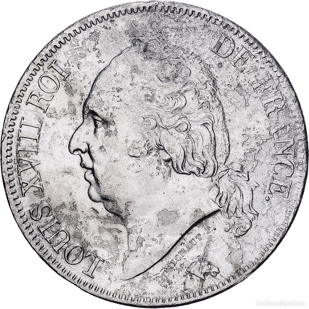 Monedas antiguas de Europa: [#1550995] Francia, Louis XVIII, 5 Francs, 1823, Paris, Plata, BC+, Gadoury:614, KM:711.1