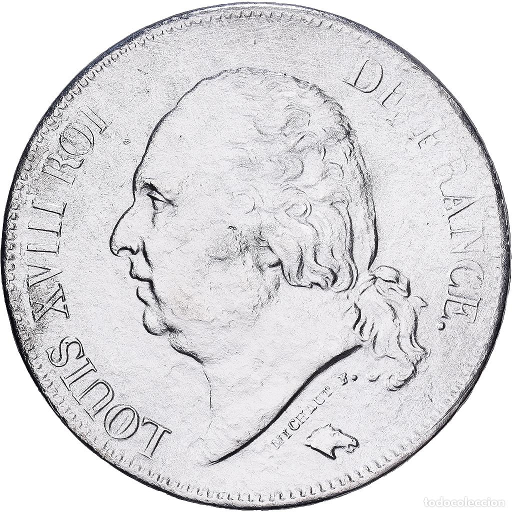 Monedas antiguas de Europa: [#1550997] Francia, Louis XVIII, 5 Francs, 1824, Rouen, Plata, BC+, Gadoury:614, KM:711.2