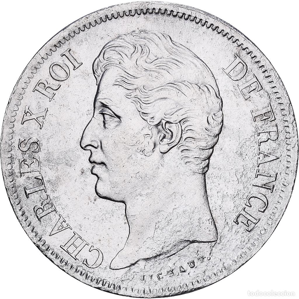 Monedas antiguas de Europa: [#1551009] Francia, Charles X, 5 Francs, 1829, Rouen, Plata, BC+, Gadoury:644, KM:728.2