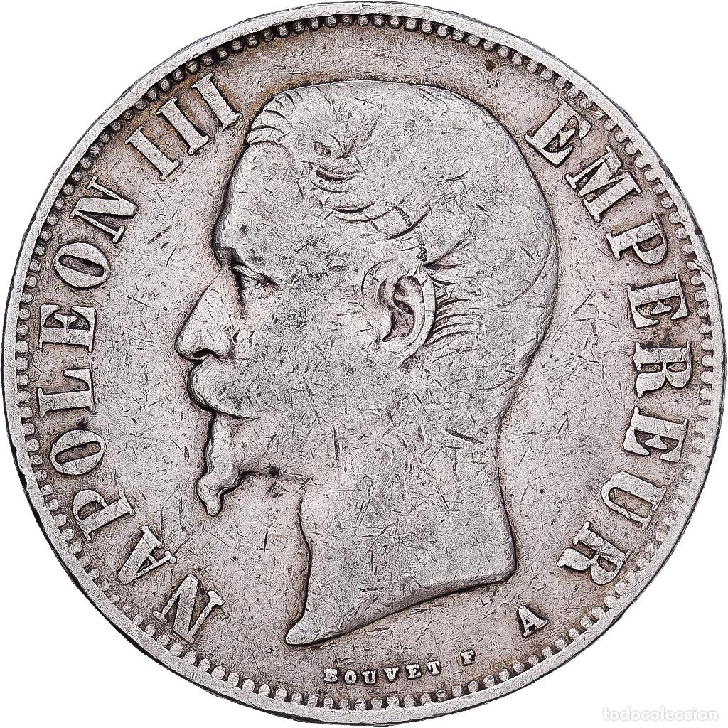 Monedas antiguas de Europa: [#1551192] Francia, Napoleon III, 5 Francs, 1856, Paris, Plata, BC+, Gadoury:734, KM:782.1