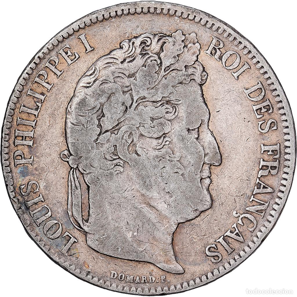 Monedas antiguas de Europa: [#1550963] Francia, Louis Philippe I, 5 Francs, 1834, Lyon, Plata, BC+, Gadoury:678